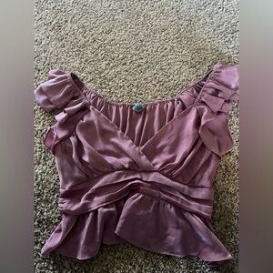 Elegant Pink Ruffled Women's Top by aurula 1x